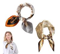 FDCGAS Satin Foulards Cheveux Accessoires - 2 pcs Femmes Grand Foulards Carrés, Foulard Femme Soie Mûrier Écharpe Cadeau Silk Scarf Mouchoir Femme, Écharpe Soie Rétro Bandeau Carrée(70cmx70cm)