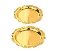 FDDU 2 Pièces Plat à Bibelots Antique Rond, Decorative Bowl Jewellery, Vide Poche Entree, Plateau de Présentation de Bijoux en Or, pour Cosmétique Dessert Fruit Cergies (Différentes Tailles)