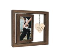 FDDU Cadre Photo En Bois Avec Breloques En Forme De Cœu, Cadre De Table Pivotant De Mariage, Cadre Photo Rotatif Double Face, Contient 2 Photos 15x10cm, pour Anniversaire, Bureau, Cadre Diy Convient