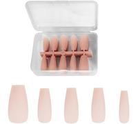 FDEETY 100 Pièces Faux Ongles Court Carrés Français Nude Ongles à Coller Naturel Acrylique Press on Nails pour Femmes et Filles (Rose Pâle-S)