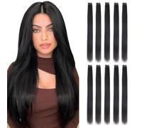 FDEETY 10PCS Extension de Cheveux à Clips pour Femmes Fille Naturel Droits Cheveux Synthétiques Human Hair Extension 40cm