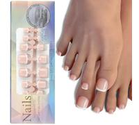 FDEETY 120 Pièces Faux Ongles pour Femmes Court Carrés Français Nude à Coller Faux Orteil 12 Tailles Différentes Ongles Pieds à Couverture Complète Press On Nails(SET B)