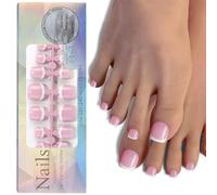 FDEETY 120 Pièces Faux Ongles pour Femmes Court Carrés Français Nude à Coller Faux Orteil 12 Tailles Différentes Ongles Pieds à Couverture Complète Press On Nails(SET C)