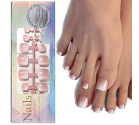FDEETY 120 Pièces Faux Ongles pour Femmes Court Carrés Français Nude à Coller Faux Orteil 12 Tailles Différentes Ongles Pieds à Couverture Complète Press On Nails(SET A)