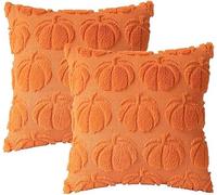 FDEETY 2 Housses Coussin Citrouille Texturées 45x45cm Tufting Relief Automne Décoratif Salon Chambre