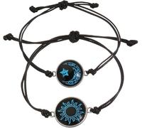 FDEETY 2 Pièces Bracelet Cordon Réglable Motif Céleste Soleil Lune Étoile Bijou Cosmique Accessoire Poignet Jeunesse Garçons Filles Ados Bracelet Amitié