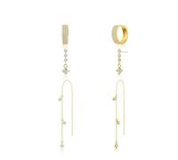 FDEETY 3 Paires Boucles D'oreilles Étoile Fleur Zircon Cubique Plaqué Or 14k Ensemble Clous Chaîne Créoles Bijoux Femme Élégant