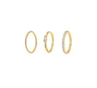 FDEETY 3 Pièces Ensemble Bagues Empilables Or 14k Zircon Cubique Torsadé Pavé Solitaire Bijoux Femme Alliance Minimaliste
