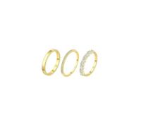 FDEETY 3 Pièces Ensemble Bagues Empilables Zircon Étincelant Plaqué Or 14k Alliance Minimaliste Bijoux Femme