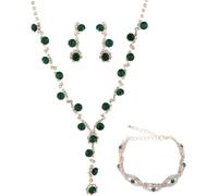 FDEETY 3 Pièces Parure Bijoux Cristal Brillant Collier Pendentif Boucles D'oreilles Bracelet Ensemble Élégant Strass Accessoires Femme