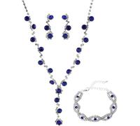 FDEETY 3 Pièces Parure Bijoux Cristal Brillant Collier Pendentif Boucles D'oreilles Bracelet Ensemble Élégant Strass Accessoires Femme