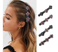 FDEETY 4 Pièces Barrettes Fleur Cristal Brillant Pinces Cheveux Strass Accessoires Coiffure Élégant Bijoux Cheveux
