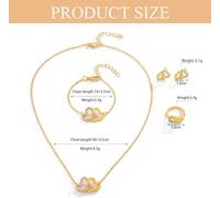 FDEETY 4 Pièces Parure de Bijoux Femme Double Cœur Cristal Pendentif Collier Bracelet Anneaux Boucles d'Oreilles Ensemble Cadeau pour Filles Mariage Fiançailles Fête (Or)