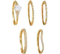 FDEETY 5 Pièces Ensemble Bagues Minimalistes Cristal Brillant Zircon Cubique Anneaux Empilables Bijoux Féminins Élégants