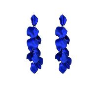 FDEETY Acrylique Fleur Pétale Boucles D'oreilles Longues en Pétale de Rose Pendantes Boucles D'oreilles Pour Femmes Filles Mariage Valentin Noël Cadeau (Bleu)