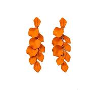 FDEETY Acrylique Fleur Pétale Boucles D'oreilles Longues en Pétale de Rose Pendantes Boucles D'oreilles Pour Femmes Filles Mariage Valentin Noël Cadeau (Orange)