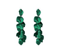 FDEETY Acrylique Fleur Pétale Boucles D'oreilles Longues en Pétale de Rose Pendantes Boucles D'oreilles Pour Femmes Filles Mariage Valentin Noël Cadeau (Vert)