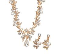 FDEETY Bijoux Femme Ensemble Collier et Boucles d'Oreilles Swarovski Mariage Cadeau Anniversaire Femme