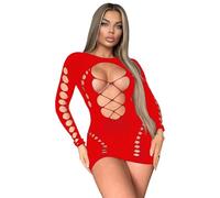 FDEETY Bodys Sexy Femmes Sous-vêtements Babydolls Nuisettes Ensemble de Lingerie Dentelle Erotique Combinaison Chemises de Nuit Sleepwear Underwear(Rouge)