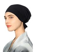 Fdeety Bonnet De Douche Réglable En Satin Bonnet De Nuit Doux Et Confortable Bonnet De Bain Avec Bande Élastique Accessoire De Soins Capillaires Pour Dormir Noir 2 Pièces(Noir)