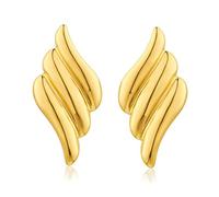 FDEETY Boucles D'oreilles Ailes Ondulées Acier Inoxydable Plaqué Or 18k Hypoallergéniques Bijoux Élégants