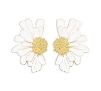 FDEETY Boucles D'oreilles en Marguerite Fleur Boucle Doreille en Style De Fleur Oreille pour Robe Boucles Doreille Bijoux Décoration Cadeau (Blanc)