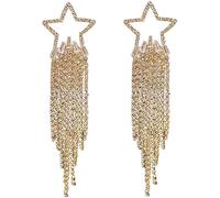 FDEETY Boucles D'oreilles Étoile Cascade Brillante Longues Pendantes Cristal Strass Bijoux Femme Accessoires Élégants