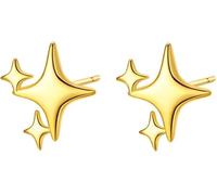 FDEETY Boucles D'oreilles Étoile Scintillante Quatre Branches Puces Minimalistes Bijoux Femmes Élégantes Accessoires Quotidiens