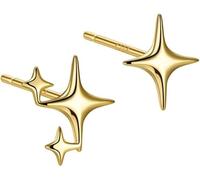 FDEETY Boucles D'oreilles Étoile Scintillante Quatre Branches Puces Minimalistes Bijoux Femmes Élégantes Accessoires Quotidiens