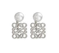 FDEETY Boucles d'Oreilles Femme 18K Or Boucles d'Oreilles Géométriques en Perles Découpées Boucle d'Oreille Pendante Convient la vie Tous les Jours Fête(Argent)