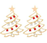 FDEETY Boucles d'oreilles femme arbre de Noël en Alliages avec cristaux Swarovski pour fêtes et occasions spéciales(Blanc)