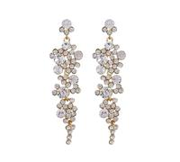 FDEETY Boucles d'Oreilles Femme Pendant Cristal Cluster Chandelier Lustre Long Boucles d'oreilles Oval Cluster Zircone Cubique Strass Boucles d'Oreilles pour Mariage Bal de Promo Bijou(Blanc)