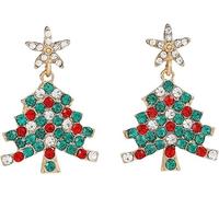 FDEETY Boucles d'oreilles femme sapin de Noël en strass coloré bijoux Alliages boucles d'oreilles pendantes pour fêtes et soirées(SET D)