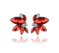 FDEETY Boucles d'Oreilles Femme Strass Cristal Boucles d'Oreilles Marquise Bijoux de Mariée Mariage Cadeau (Rouge)