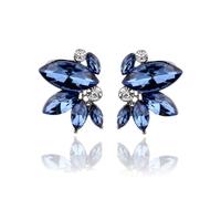 FDEETY Boucles d'Oreilles Femme Strass Cristal Boucles d'Oreilles Marquise Bijoux de Mariée Mariage Cadeau (Bleu)
