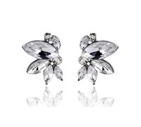 FDEETY Boucles d'Oreilles Femme Strass Cristal Boucles d'Oreilles Marquise Bijoux de Mariée Mariage Cadeau (Blanc)