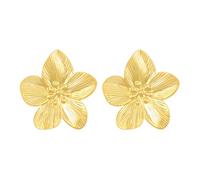 FDEETY Boucles D'oreilles Fleur Cinq Pétales Texturées Or 18k Véritable Bijoux Élégants Luxueux Artisanat Raffiné