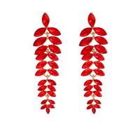 Fdeety Boucles D'Oreilles Longues En Cristal Doré Pour Femmes Bijoux Élégants Avec Design Feuille Accessoires De Mode Pour Soirées Et Mariages Boucles D'Oreilles Pendantes Brillantes Et Sophistiquées