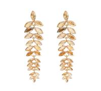 FDEETY Boucles D'oreilles Pendantes Feuille Cascade Cristal Brillant Élégantes Longues Luxueuses