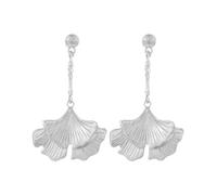 FDEETY Boucles D'oreilles Pendantes Feuille Ginkgo Argent Cristal Brillant Bijoux Élégants Longues Accessoires Femme