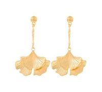 FDEETY Boucles D'oreilles Pendantes Feuille Ginkgo Argent Cristal Brillant Bijoux Élégants Longues Accessoires Femme