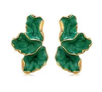 FDEETY Boucles D'oreilles Pétales Émaillées Contour Doré Bijoux Élégants Accessoires Féminins Créations Artistiques