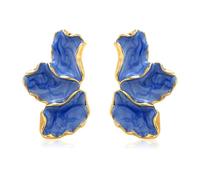 FDEETY Boucles D'oreilles Pétales Émaillées Contour Doré Bijoux Élégants Accessoires Féminins Créations Artistiques