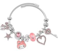 FDEETY Bracelet Câble Torsadé Charm Personnage Animé Cristaux Breloques Multiples Bijou Femme Acier Inoxydable