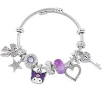 FDEETY Bracelet Câble Torsadé Charm Personnage Animé Cristaux Breloques Multiples Bijou Femme Acier Inoxydable