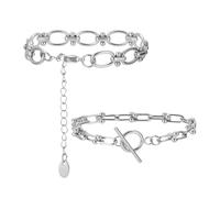 FDEETY Bracelet Chaîne Métallique Fermoir Toggle Breloque Pendante Bijou Poignet Élégant Accessoire Minimaliste