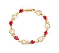 FDEETY Bracelet Coeur Femme Élégant Cristaux Rouges Bijoux Romantiques Chaîne Dorée Accessoire Luxueux