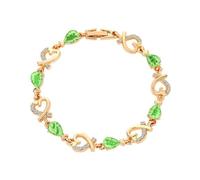 FDEETY Bracelet Coeur Femme Élégant Cristaux Rouges Bijoux Romantiques Chaîne Dorée Accessoire Luxueux