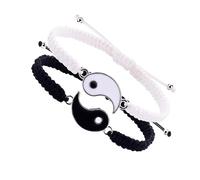 FDEETY Bracelet Couple Amoureux pour 2 Bijoux Femme Yin Yang d'Amitié Femme Perle Pierre Naturelle Bracelet Rouge