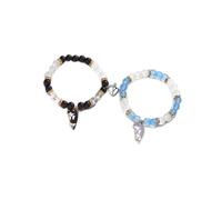 FDEETY Bracelet Couple Magnétique Coeur Perles Chat Pendentif Bijou Élastique Charme Amour Romantique